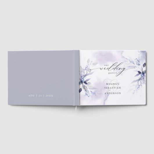Rustisch Violet Foliage Wedding-boek Gastenboek (Volledig)