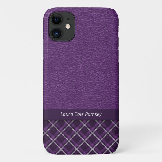 Rustisch Violet Leder en Violet Tartan Pset Case-Mate iPhone Case (Achterkant)