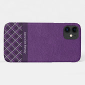 Rustisch Violet Leder en Violet Tartan Pset Case-Mate iPhone Case (Achterkant (horizontaal))