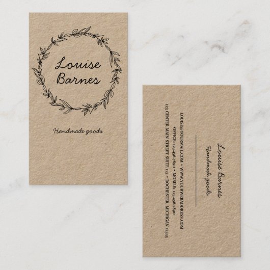 Rustisch visitekaartje (Voorkant / Achterkant)