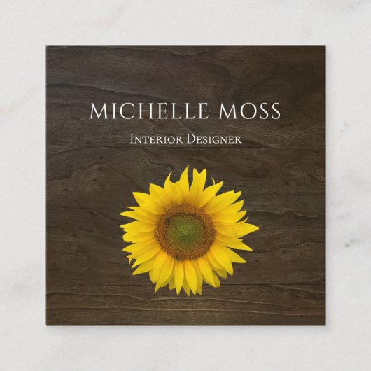 Rustisch Visitekaartje met zonnebloem, geel (Voorkant)