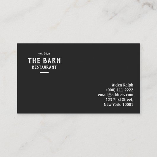 Rustisch Visitekaartje voor catering-Chef Cafe (Achterkant)