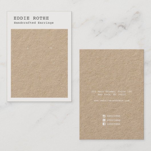 Rustisch Visitekaartje voor modern kraft-draagbeel (Voorkant / Achterkant)