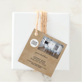 Rustisch Voeg je Logo Aangepaste tekstfotopromotie Bedankjes Labels