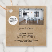 Rustisch Voeg je Logo Aangepaste tekstfotopromotie Bedankjes Labels (Voorkant)