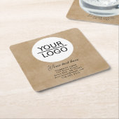 Rustisch Voeg je Logo aangepaste tekstpromotie toe Kartonnen Onderzetters (Schuin)