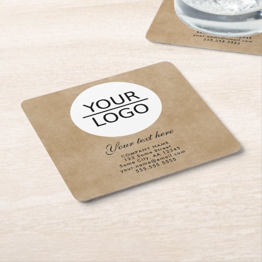 Rustisch Voeg je Logo aangepaste tekstpromotie toe Kartonnen Onderzetters (Schuin)