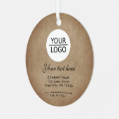 Rustisch Voeg je Logo aangepaste tekstpromotie toe Metalen Ornament (Voorkant links)