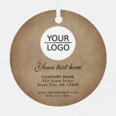Rustisch Voeg je Logo aangepaste tekstpromotie toe Metalen Ornament (Achterkant)