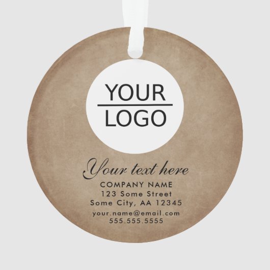 Rustisch Voeg je Logo aangepaste tekstpromotie toe Ornament (achterkant)