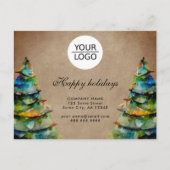Rustisch Voeg Logo aangepaste kerstboompresentatie Briefkaart (Voorkant)