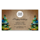 Rustisch Voeg Logo aangepaste kerstboompresentatie Magnetisch Visitekaartje (Voorkant)