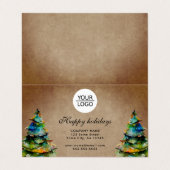 Rustisch Voeg Logo aangepaste kerstboompresentatie Visitekaartje (Buitenkant ongevouwen)