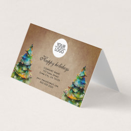 Rustisch Voeg Logo aangepaste kerstboompresentatie Visitekaartje