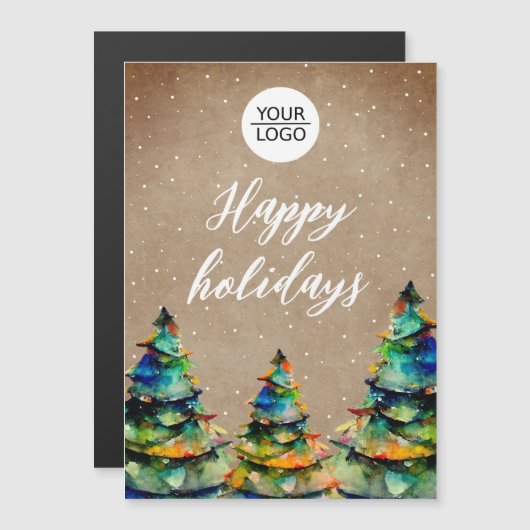 Rustisch Voeg Logo kerstboombedrijf Magnet toe (Voorkant / Achterkant)