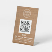 Rustisch Voeg Logo QR Bar Lounge Restaurant Menu t Reclamebord Met Voetstuk (Voorkant)