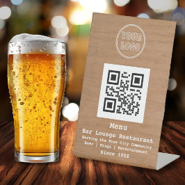 Rustisch Voeg Logo QR Bar Lounge Restaurant Menu t Reclamebord Met Voetstuk