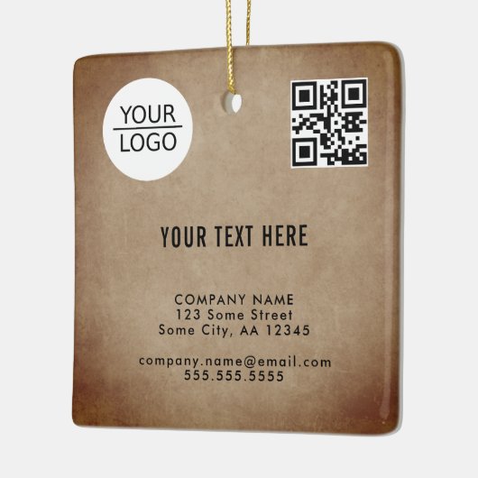 Rustisch Voeg Logo QR-code toe Tekstpromotie Weggo Keramisch Ornament (Links)