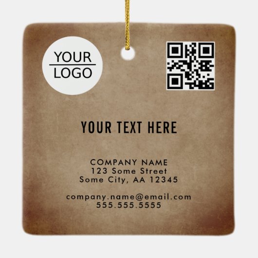 Rustisch Voeg Logo QR-code toe Tekstpromotie Weggo Keramisch Ornament (Achterkant)