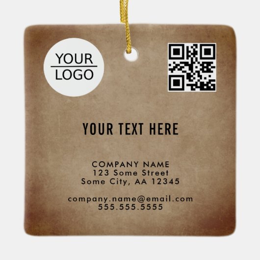 Rustisch Voeg Logo QR-code toe Tekstpromotie Weggo Keramisch Ornament (Voorkant)