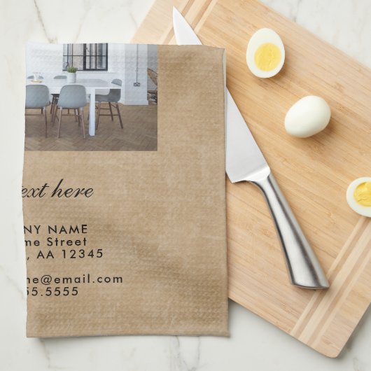 Rustisch voeg uw Foto van het Bedrijf van de Tekst Theedoek (Quarter Fold)