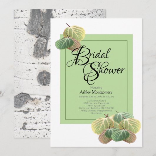 Rustisch Vrijgezellenfeest Aspen Bark Leaves Green Kaart (Voorkant / Achterkant)