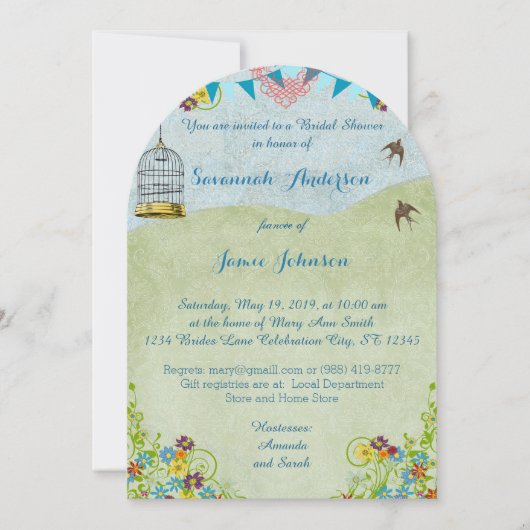 Rustisch Vrijgezellenfeest Birdcage Bunting Kaart (Voorkant)