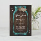 Rustisch Vrijgezellenfeest Blauwgroen hout Mason J Kaart (Staand voorkant)