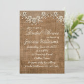 Rustisch Vrijgezellenfeest Burlap en Lace-uitnodig Kaart (Staand voorkant)