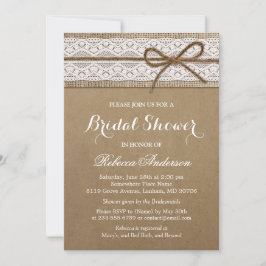 Rustisch Vrijgezellenfeest Elegant Lace Burlap Str Kaart