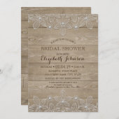 Rustisch Vrijgezellenfeest Elegant Wood & Lace Kaart (Voorkant / Achterkant)