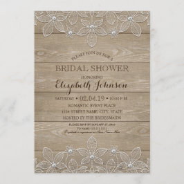 Rustisch Vrijgezellenfeest Elegant Wood & Lace Kaart