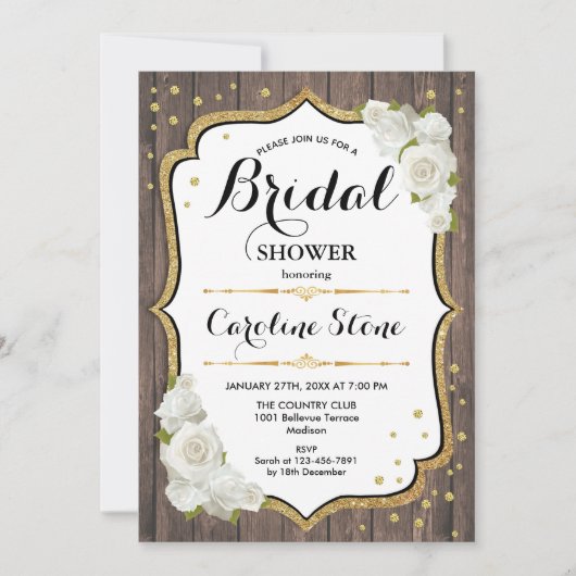 Rustisch Vrijgezellenfeest - Houtwitte rozen Kaart (Voorkant)