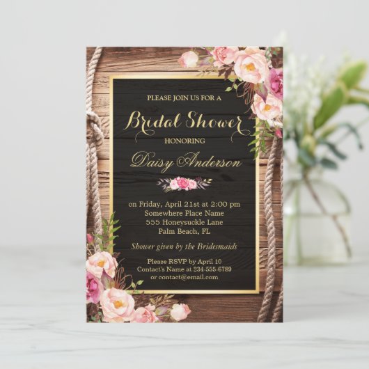 Rustisch Vrijgezellenfeest — Knot Floral Wrap Kaart (Staand voorkant)