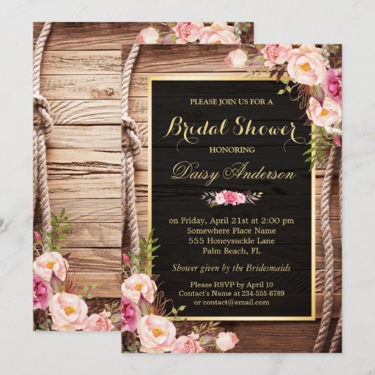 Rustisch Vrijgezellenfeest — Knot Floral Wrap Kaart (Voorkant / Achterkant)