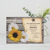 Rustisch Vrijgezellenfeest land Sunflower Daisy Kaart (Staand voorkant)