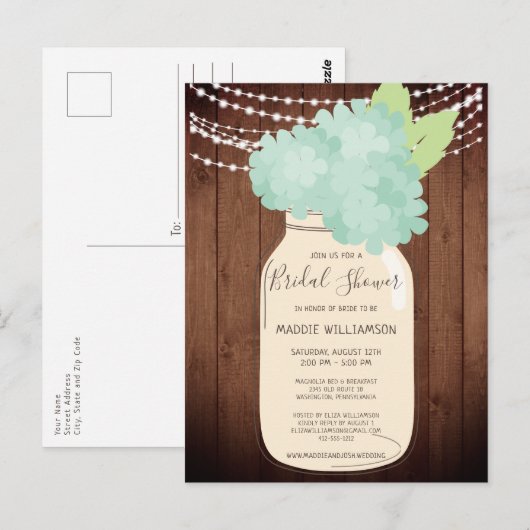 Rustisch Vrijgezellenfeest Mason Jar Light Vrijgez Briefkaart (Voorkant / Achterkant)