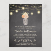 Rustisch Vrijgezellenfeest Mason Jar Lights Floral Briefkaart (Voorkant)