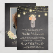 Rustisch Vrijgezellenfeest Mason Jar Lights Floral Kaart (Voorkant / Achterkant)