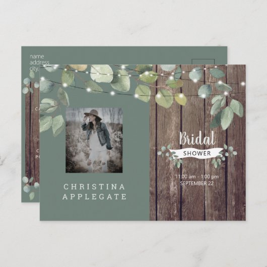 Rustisch Vrijgezellenfeest met hout en licht Uitnodiging Briefkaart (Voorkant / Achterkant)