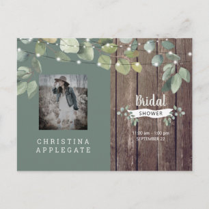 Rustisch Vrijgezellenfeest met hout en licht Uitnodiging Briefkaart