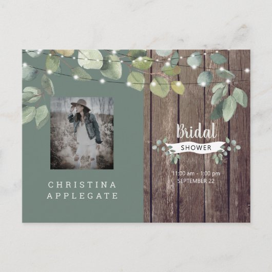 Rustisch Vrijgezellenfeest met hout en licht Uitnodiging Briefkaart (Voorkant)