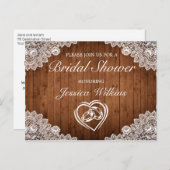 Rustisch Vrijgezellenfeest met hout en witte kant Aankondigingskaart (Voorkant / Achterkant)