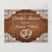 Rustisch Vrijgezellenfeest met hout en witte kant Aankondigingskaart (Voorkant)