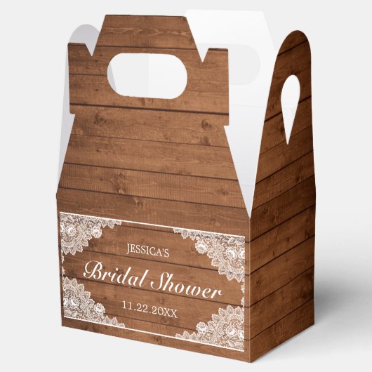 Rustisch Vrijgezellenfeest met hout en witte kant Bedankdoosjes (Geopend)