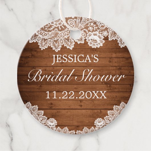 Rustisch Vrijgezellenfeest met hout en witte kant Bedankjes Labels (Voorkant)