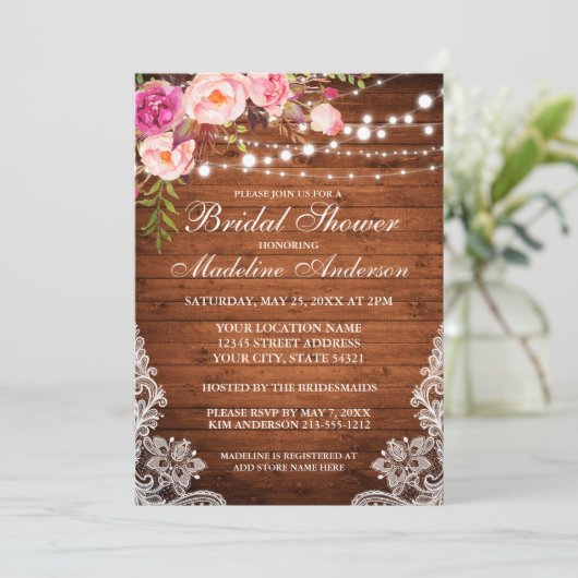 Rustisch Vrijgezellenfeest met houten lampjes Kaart (Staand voorkant)