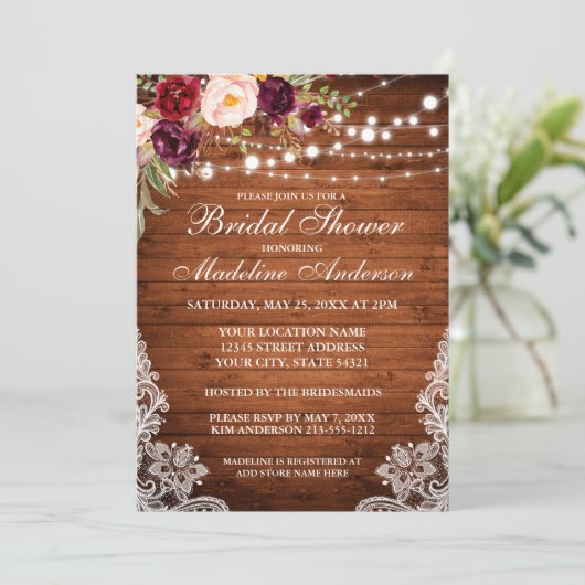 Rustisch Vrijgezellenfeest met houten lampjes Kaart (Staand voorkant)