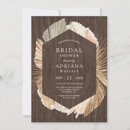 Rustisch Vrijgezellenfeest met houtpampas gedroogd Kaart (Voorkant)