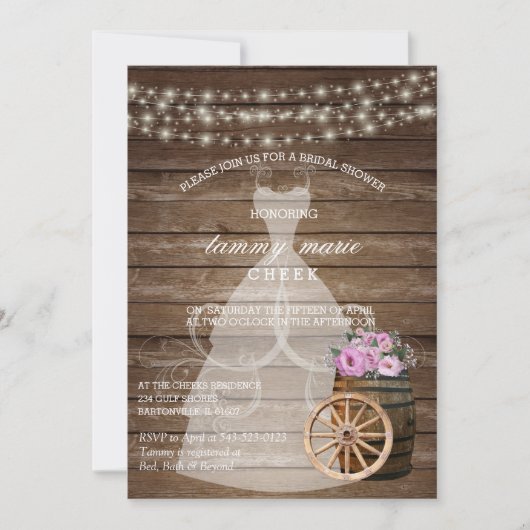 Rustisch Vrijgezellenfeest met houtsdoorn met roze Kaart (Voorkant)